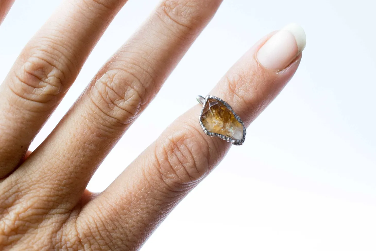 Oxidized Silver Citrine ring | Natural citrine ring