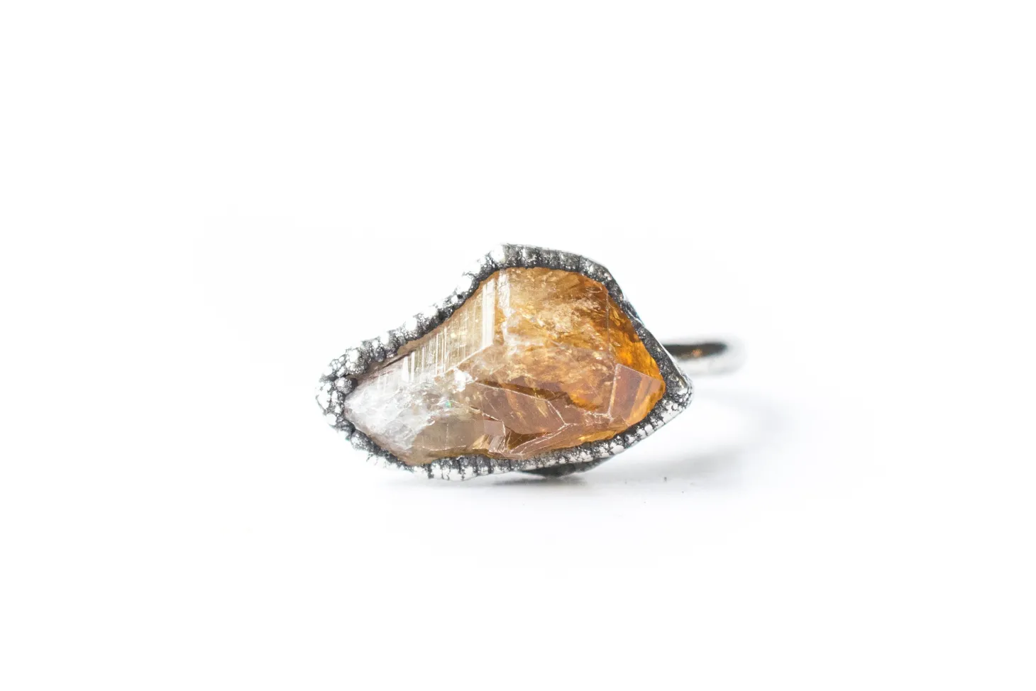 Oxidized Silver Citrine ring | Natural citrine ring