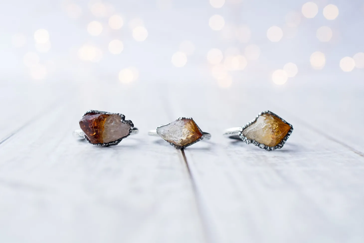 Oxidized Silver Citrine ring | Natural citrine ring