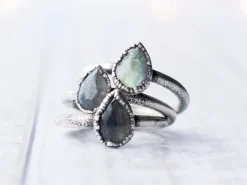 Oxidized Silver Labradorite Ring | Labradorite feldspar ring