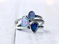 Oxidized Silver Opal Ring | Fiery opal ring