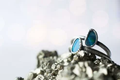 Oxidized Silver Opal Ring | Fiery opal ring