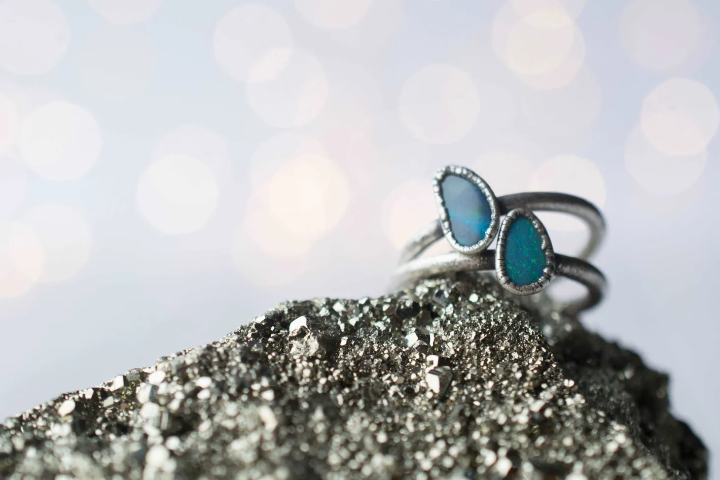 Oxidized Silver Opal Ring | Fiery opal ring