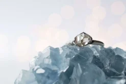 Oxidized silver raw crystal ring | Herkimer diamond ring