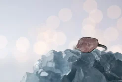 Oxidized Silver Rose Quartz ring | Simple stone stacking ring