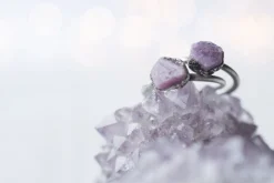Oxidized Silver Ruby ring | Red ruby crystal ring