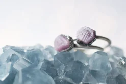 Oxidized Silver Ruby ring | Red ruby crystal ring