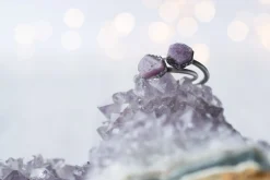 Oxidized Silver Ruby ring | Red ruby crystal ring