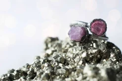 Oxidized Silver Ruby ring | Red ruby crystal ring