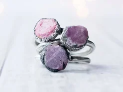 Oxidized Silver Ruby ring | Red ruby crystal ring