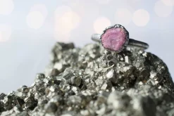 Oxidized Silver Ruby ring | Red ruby crystal ring