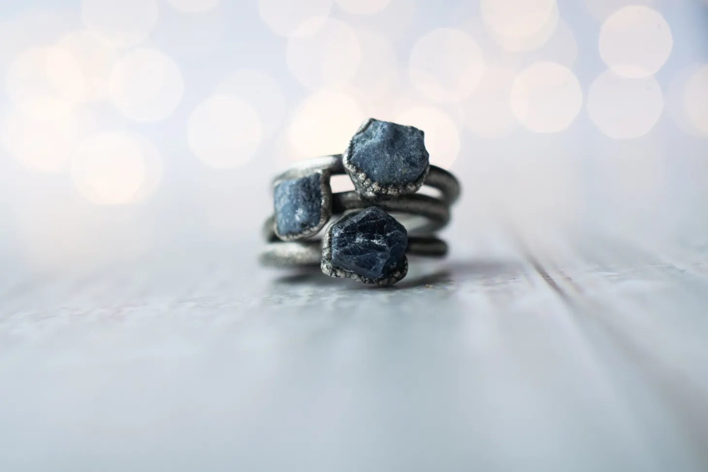 Oxidized Silver Sapphire ring | Blue sapphire ring