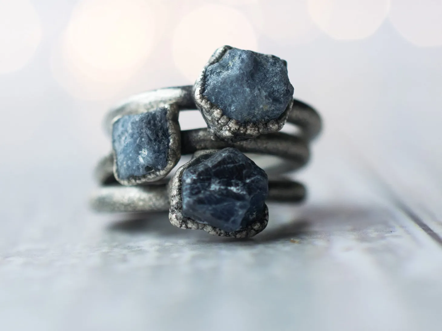 Oxidized Silver Sapphire ring | Blue sapphire ring