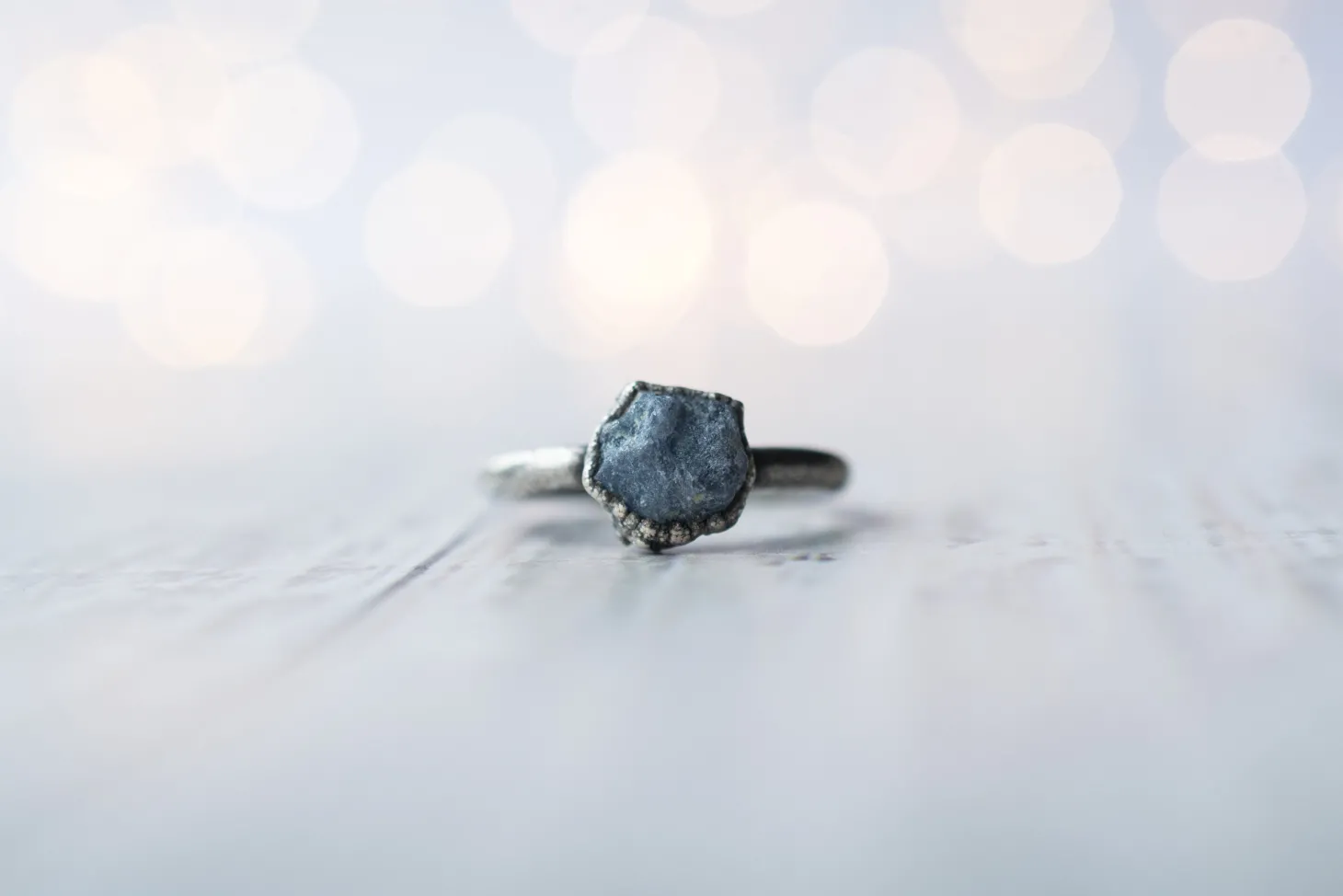 Oxidized Silver Sapphire ring | Blue sapphire ring