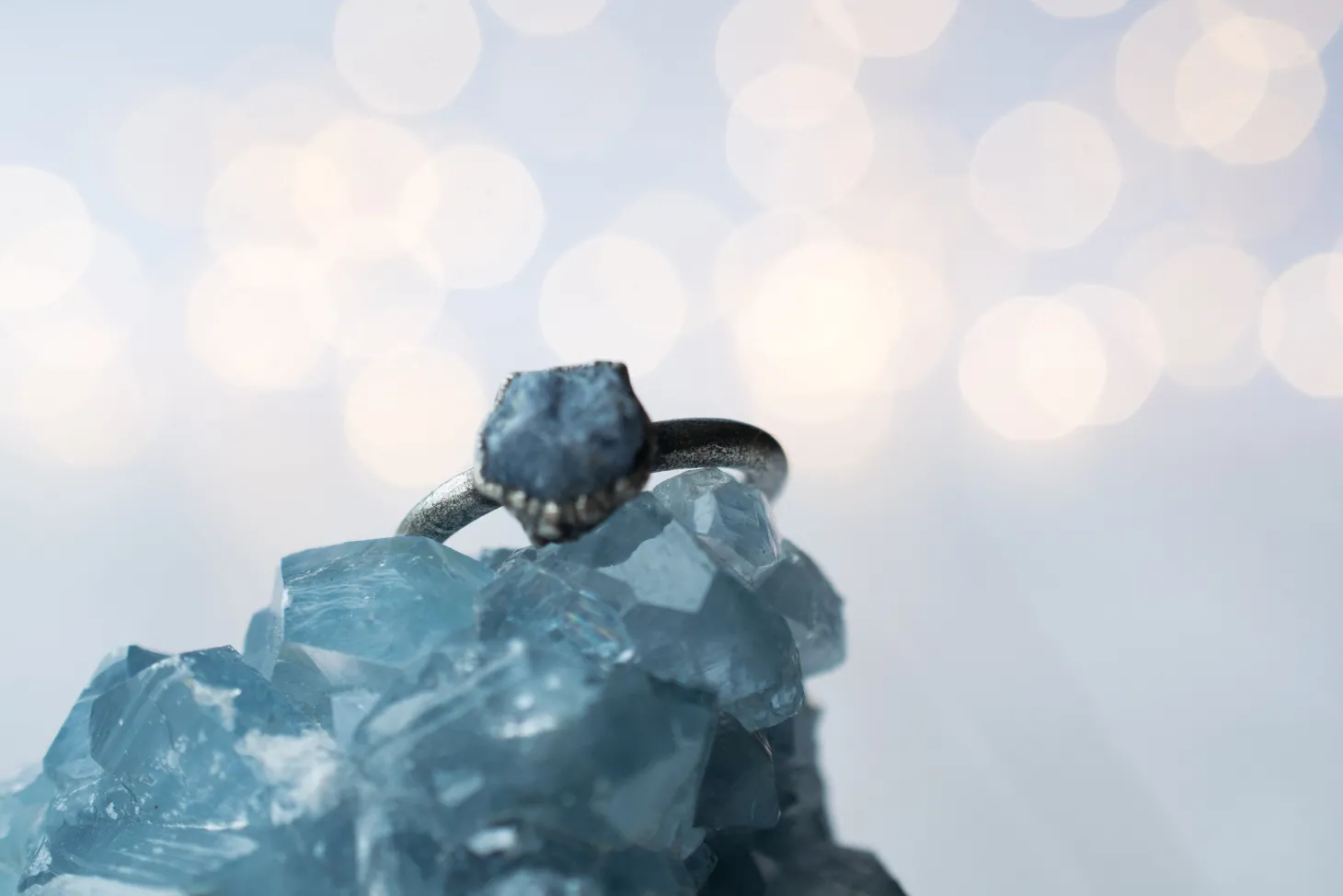 Oxidized Silver Sapphire ring | Blue sapphire ring