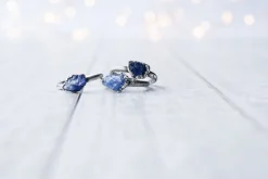 Oxidized Silver Tanzanite ring | Stone stacking ring