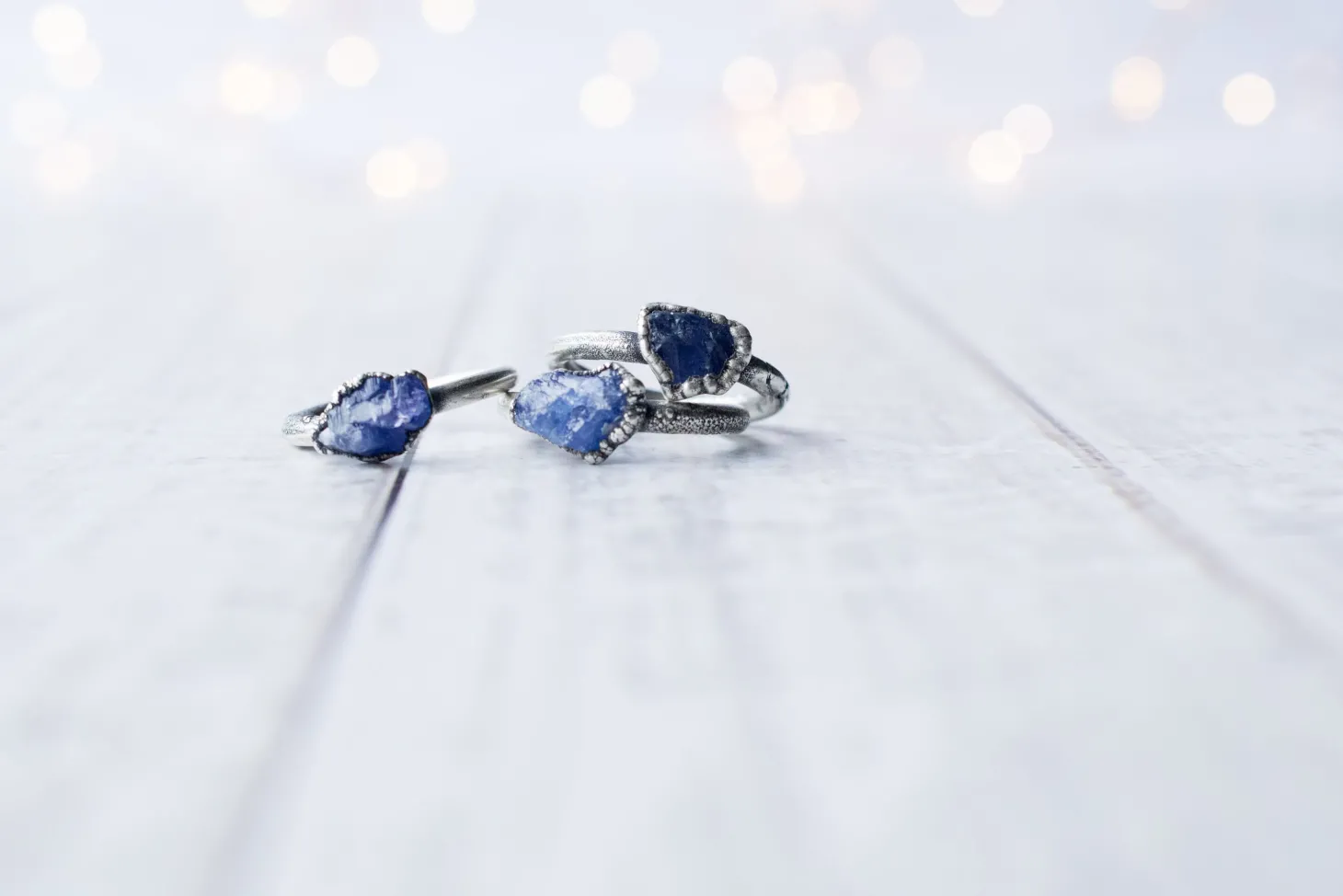 Oxidized Silver Tanzanite ring | Stone stacking ring