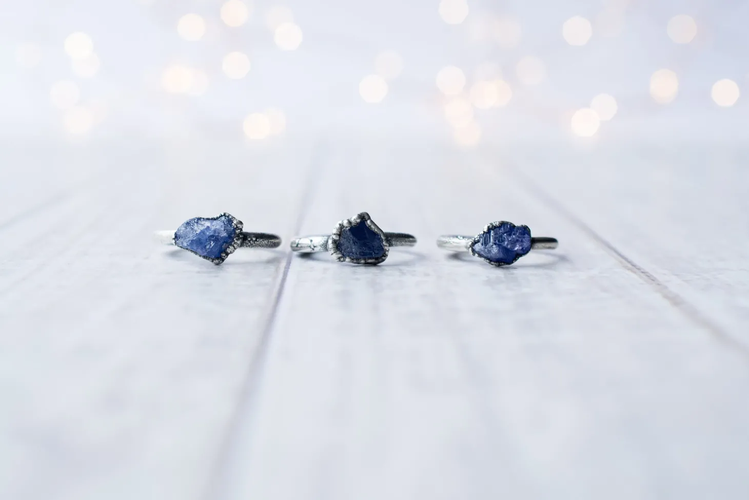 Oxidized Silver Tanzanite ring | Stone stacking ring