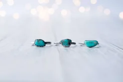 Oxidized silver turquoise ring | Raw turquoise stacking ring