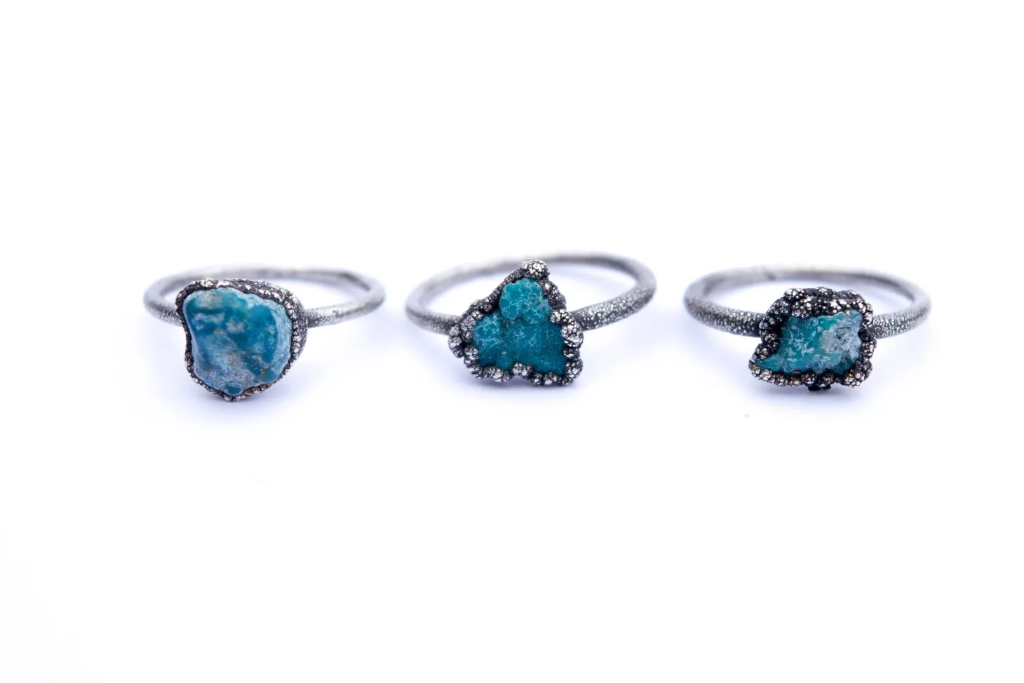 Oxidized silver turquoise ring | Raw turquoise stacking ring