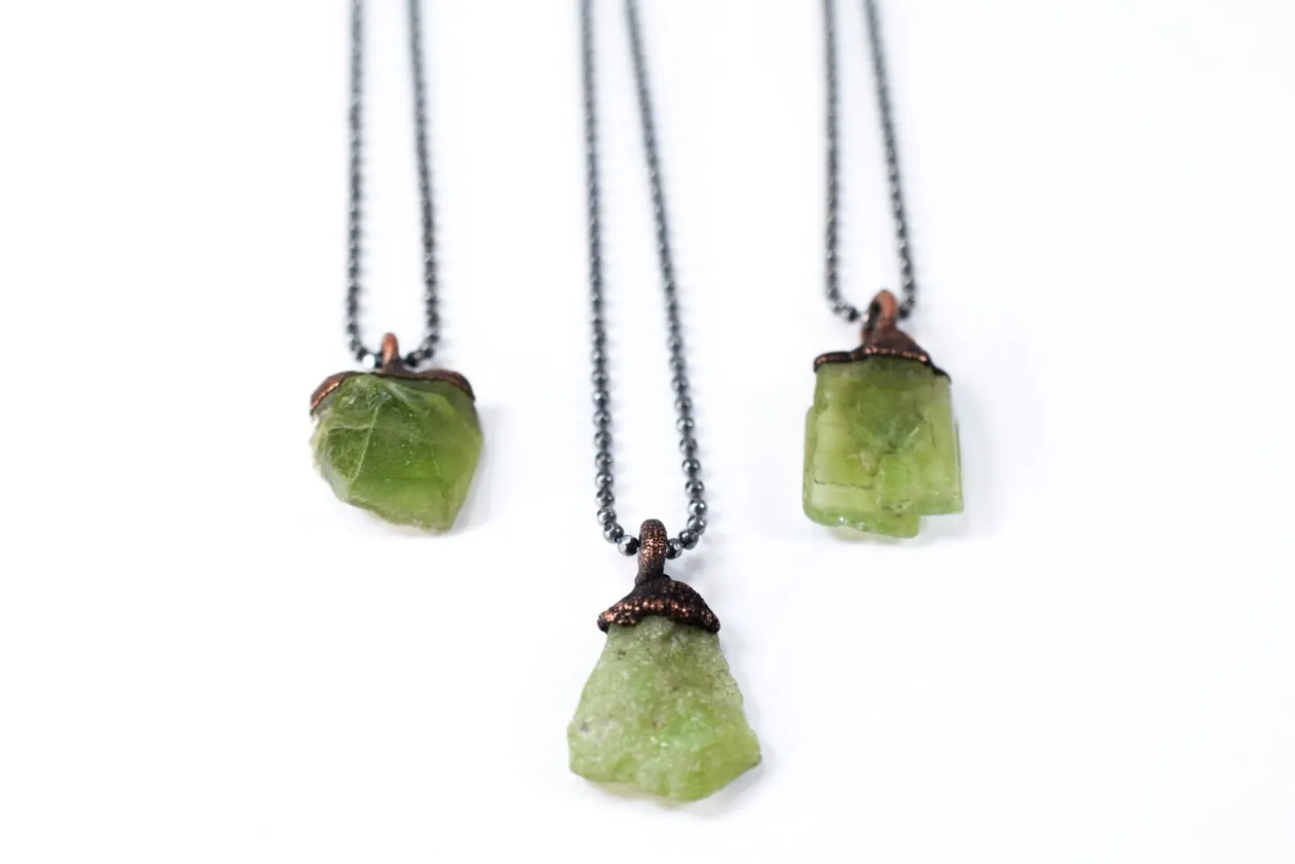 Peridot crystal necklace | Raw peridot 18" Sterling necklace