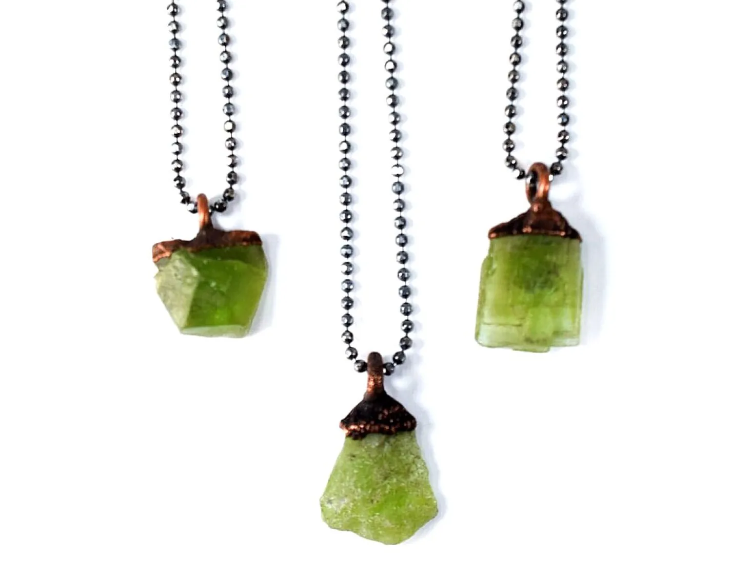 Peridot crystal necklace | Raw peridot 18" Sterling necklace