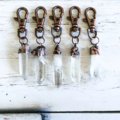Quartz crystal keychain | Raw crystal keychain