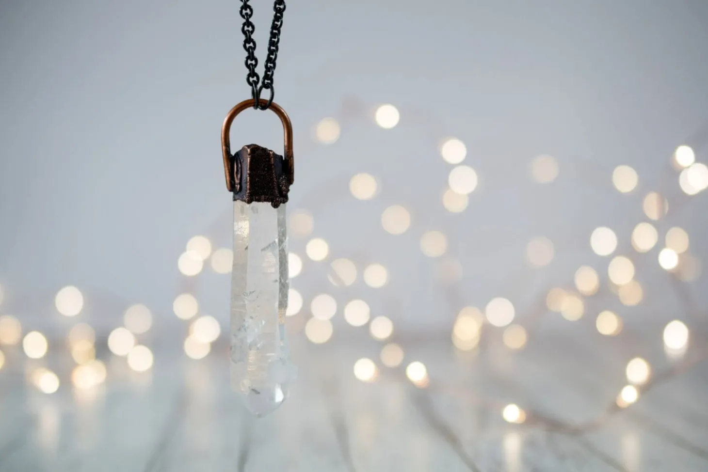 Quartz crystal necklace | Electroformed crystal necklace