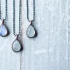 Rainbow moonstone necklace | Teardrop Moonstone Pendant