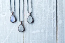 Rainbow moonstone necklace | Teardrop Moonstone Pendant