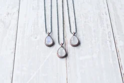 Rainbow moonstone necklace | Teardrop Moonstone Pendant