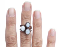 Rainbow moonstone ring | Simple stone stacking ring