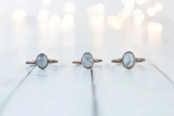 Rainbow moonstone ring | Simple stone stacking ring