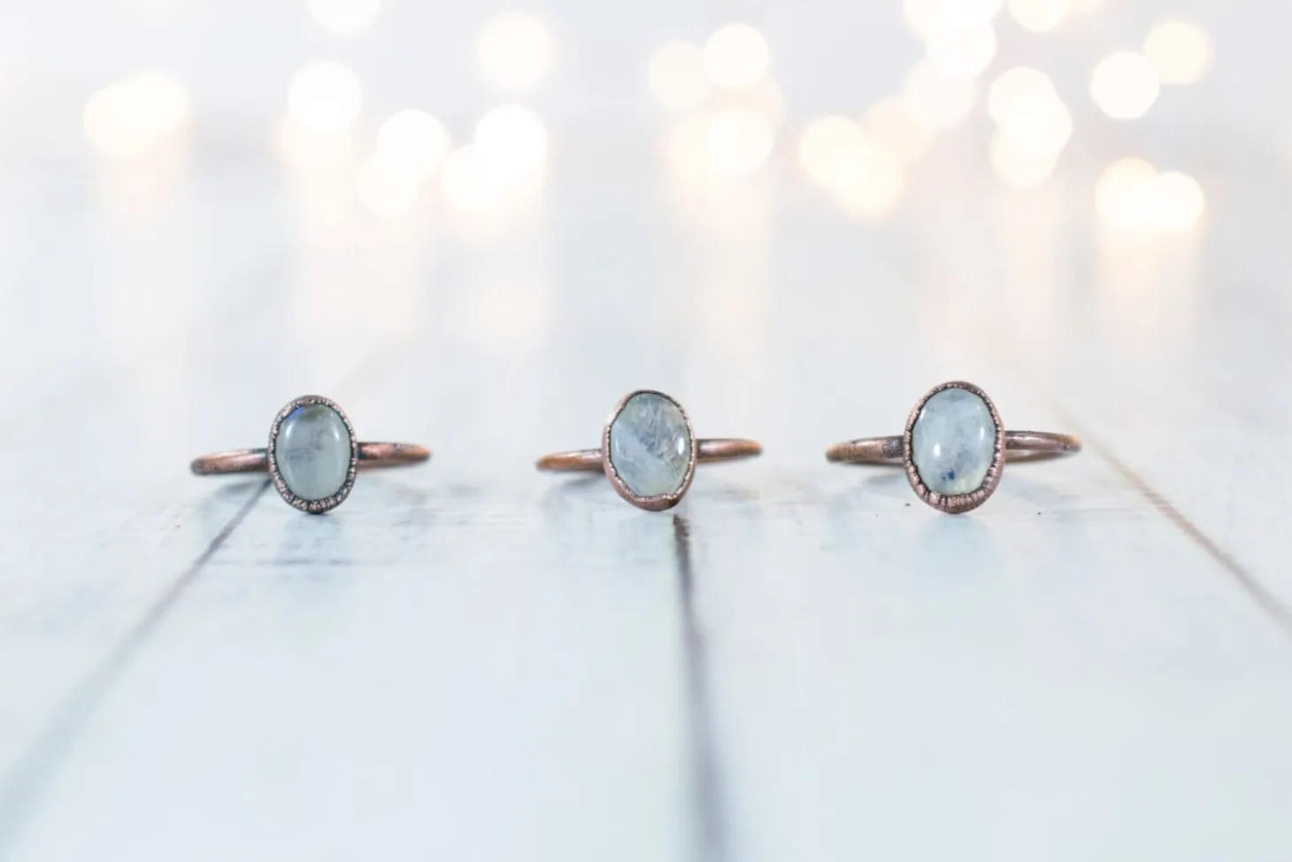 Rainbow moonstone ring | Simple stone stacking ring