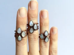 Rainbow moonstone ring | Simple stone stacking ring