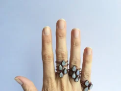 Rainbow moonstone ring | Simple stone stacking ring