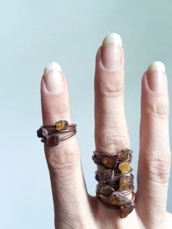 Raw amber ring | Untreated baltic amber jewelry