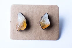 Raw citrine earrings | Citrine crystal studs