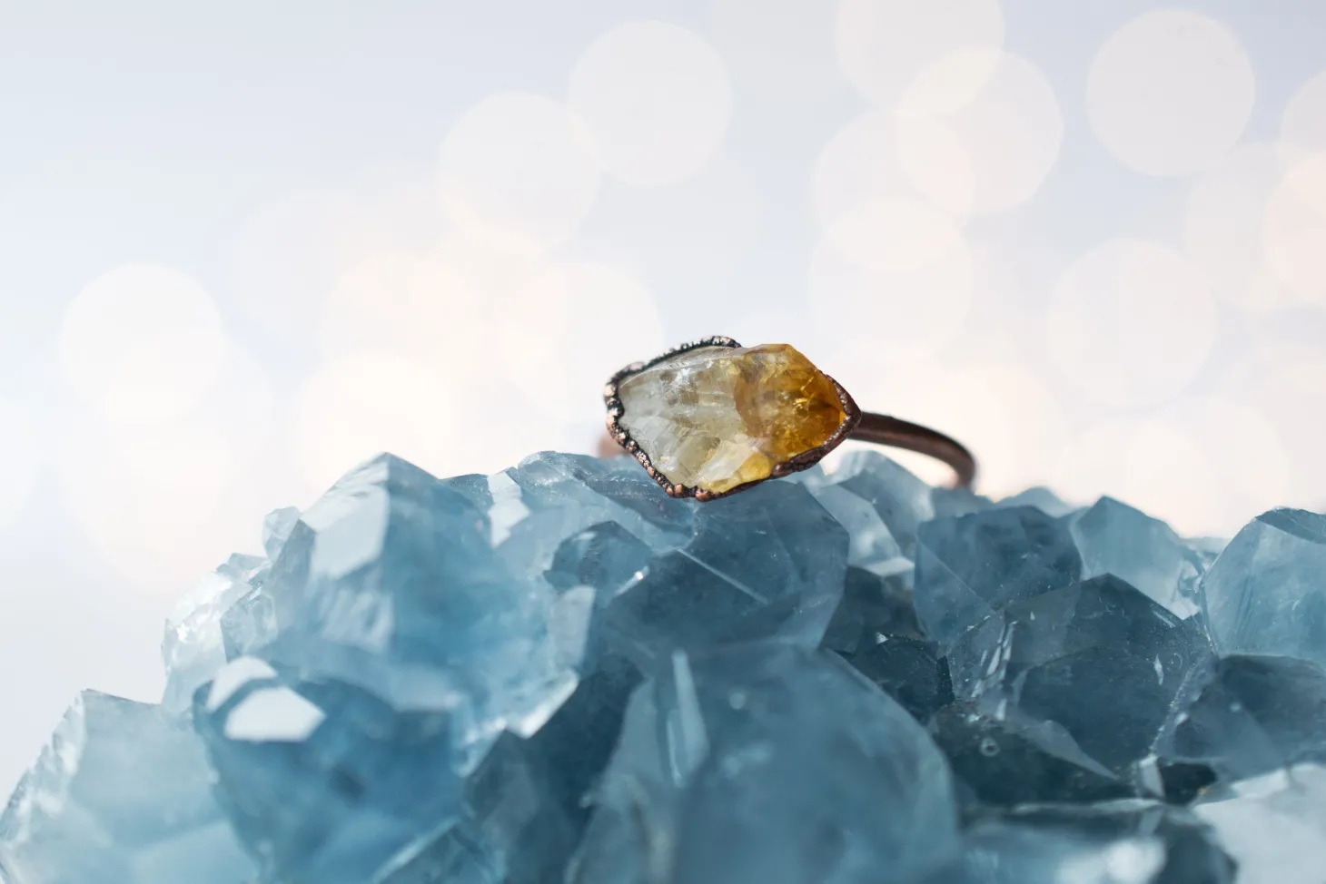 Raw citrine ring | Citrine crystal ring
