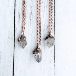Raw crystal anthraxolite necklace | Electroformed crystal necklace