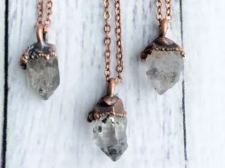 Raw crystal anthraxolite necklace | Electroformed crystal necklace