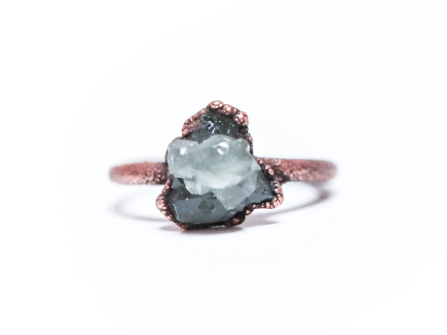 Raw crystal cluster ring | Chlorite Quartz cluster ring