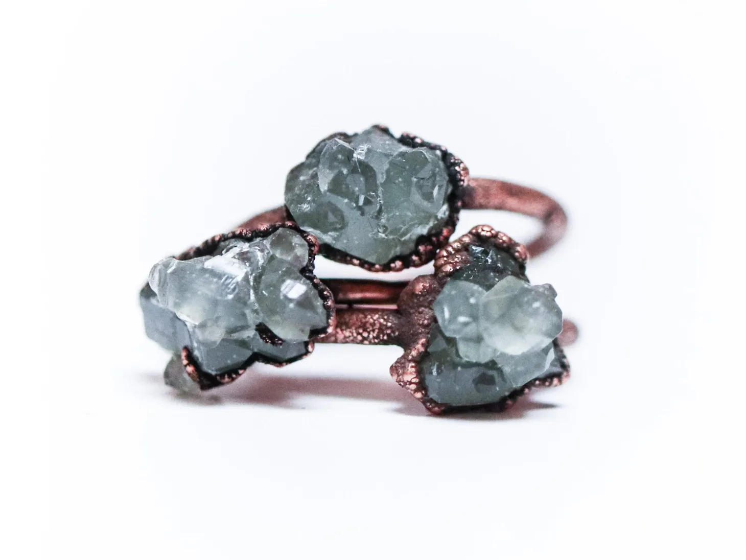 Raw crystal cluster ring | Chlorite Quartz cluster ring