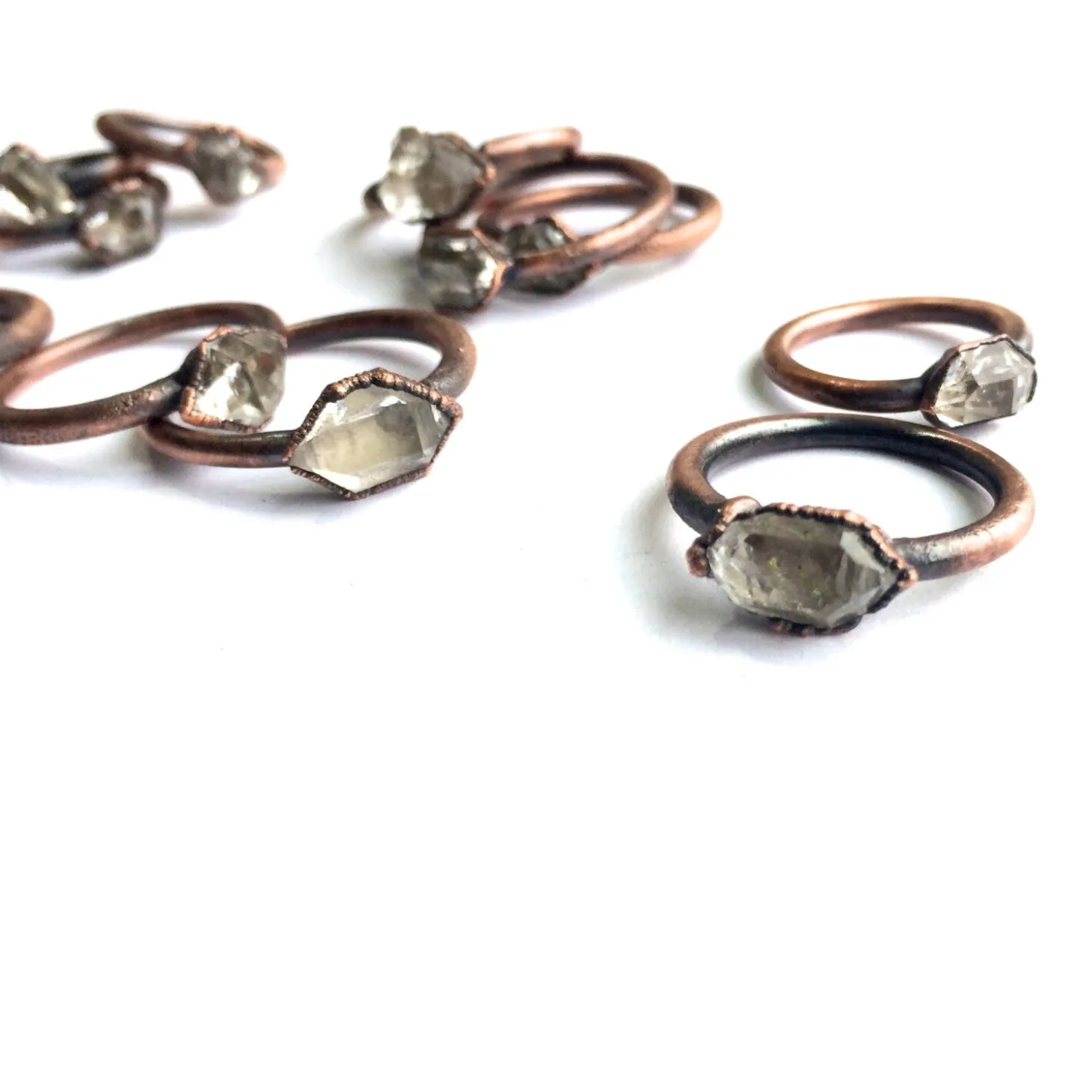 Raw crystal ring | Herkimer diamond ring