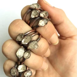 Raw crystal ring | Herkimer diamond ring