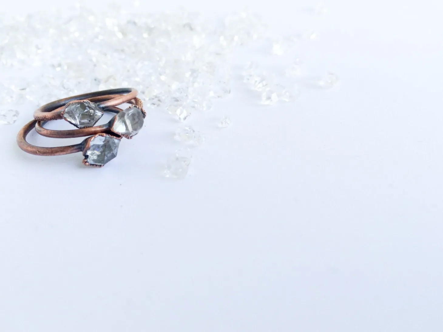Raw crystal ring | Herkimer diamond ring