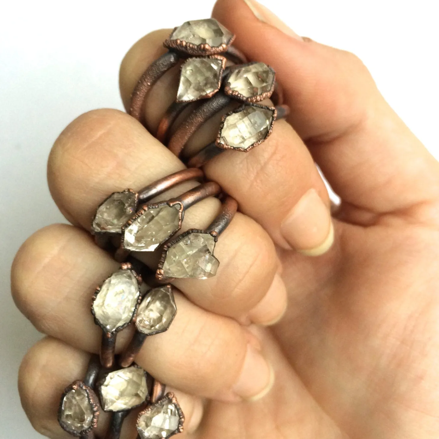 Raw crystal ring | Herkimer diamond ring