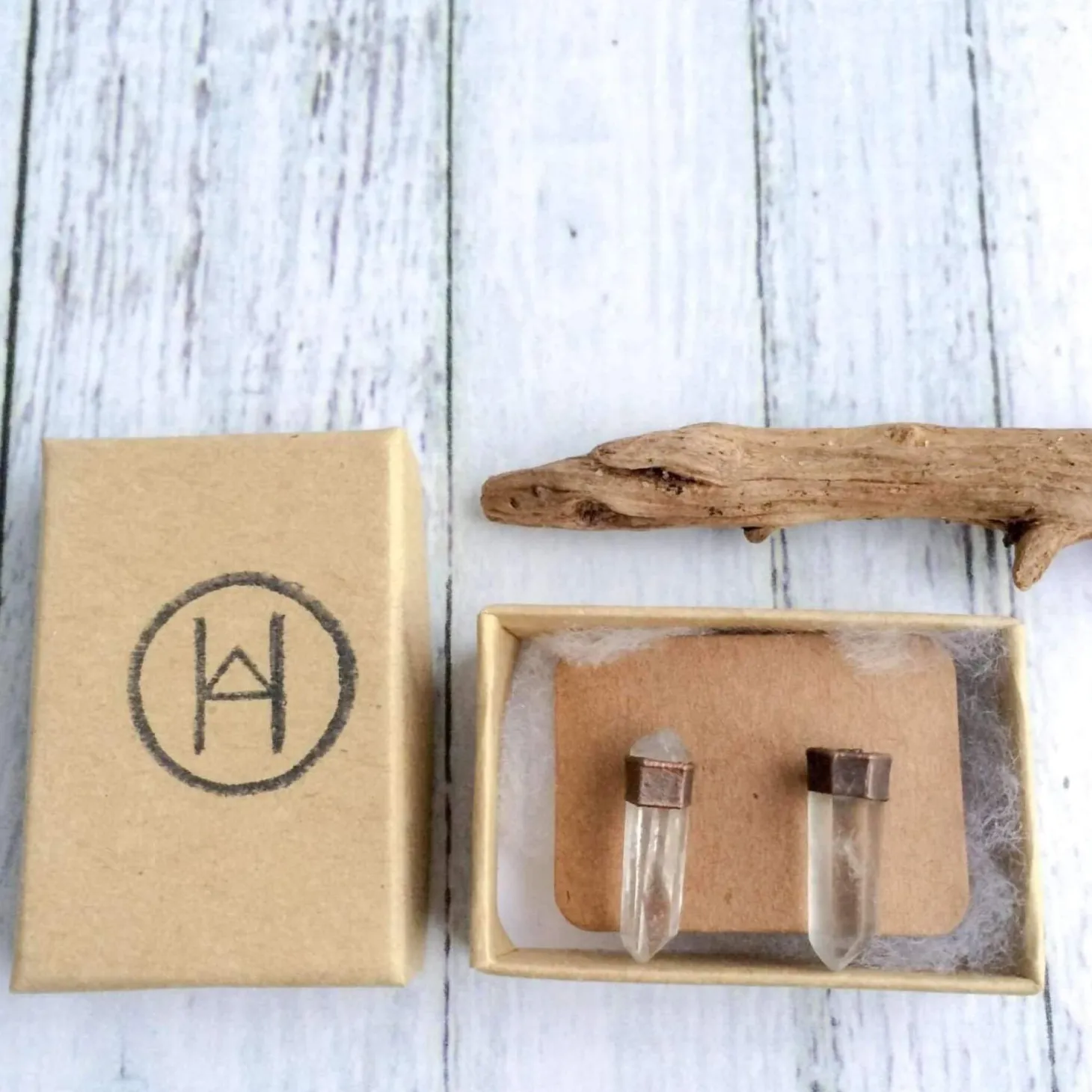 Raw crystal studs | Herkimer diamond earrings