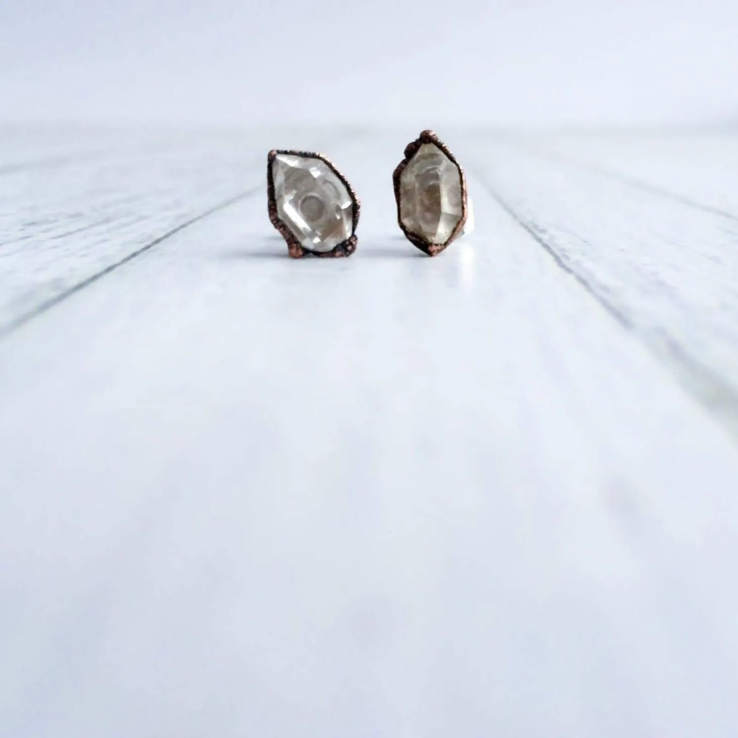 Raw crystal studs | Herkimer diamond earrings