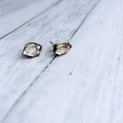 Raw crystal studs | Herkimer diamond earrings
